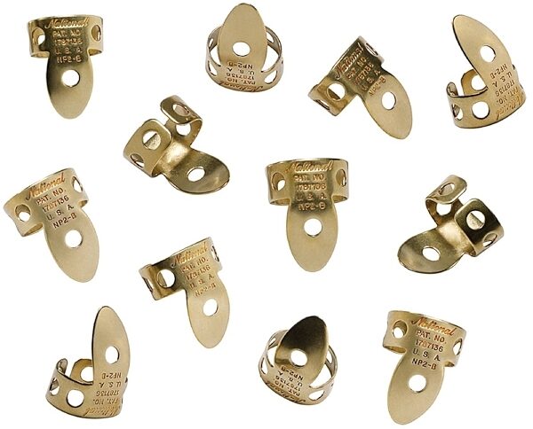 open zoom image for D'Addario National Brass Finger Picks, 12-Pack, NP2B-12, view