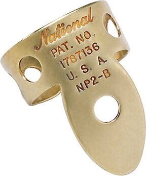 open zoom image for D'Addario National Brass Finger Picks, 12-Pack, NP2B-12, Action Position Back