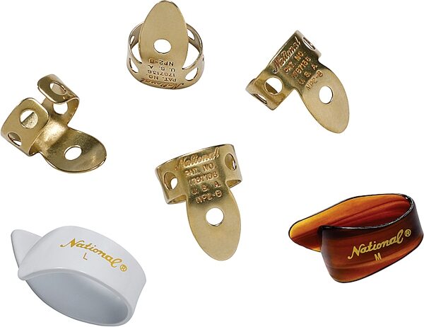 open zoom image for D'Addario National Brass Finger Pick, 6-Pack, Action Position Back