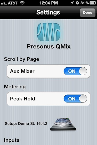 open zoom image for PreSonus StudioLive 16.4.2 16-Channel Digital Mixer with FireWire Interface, QMix Settings Top