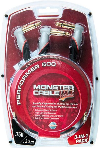 open zoom image for Monster Cable Performer 500 Instrument Cable (8-Inch Short), 3-Pack