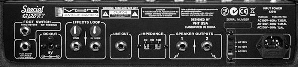open zoom image for VHT Special 12/20 RT Tube Guitar Amplifier Head, Back Panel