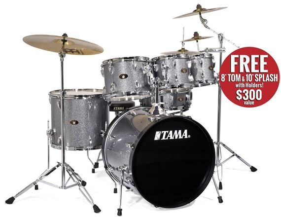 open zoom image for Tama IS52KC Imperialstar Accel-Driver Drum Set with Meinl Cymbals, Galaxy Silver