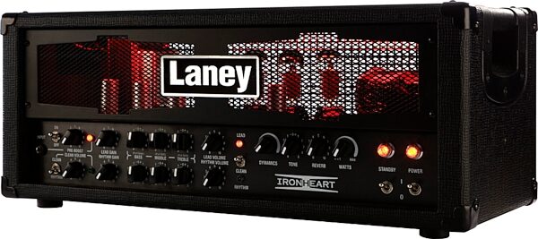 open zoom image for Laney IRT60H Ironheart Guitar Amplifier Head, 60 Watts, Right Lit Up