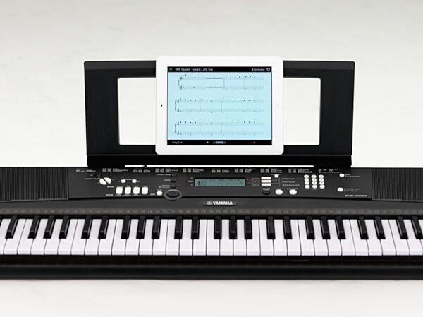 open zoom image for Yamaha EZ-220 Lighted Keyboard, 61-Key, In Use with Optional iPad