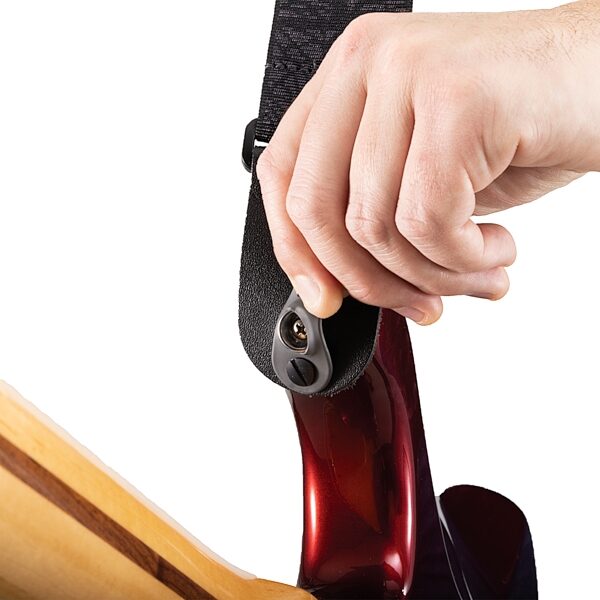open zoom image for D'Addario Pad Lock Woven Guitar Strap, Lightning Black, 50TB02-RL, Rubber