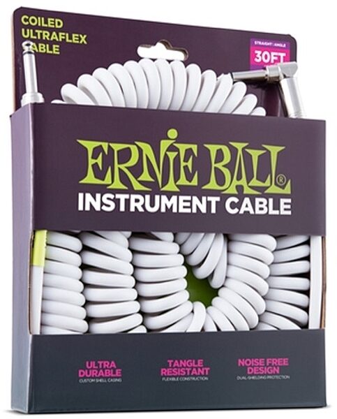 open zoom image for Ernie Ball Coiled Instrument Cable (with One Angled End), 30 foot, Main