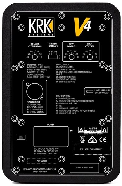 open zoom image for KRK V-Series V4 S4 Powered Monitor, Single Speaker, Black, Open Box (Very Good), Back