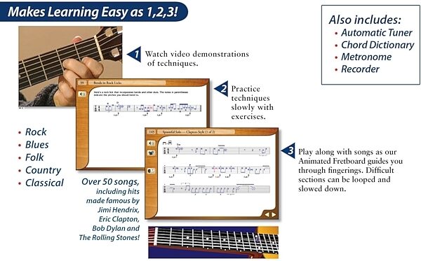 open zoom image for eMedia Intermediate Guitar Method 3 Software, Easy as 1-2-3
