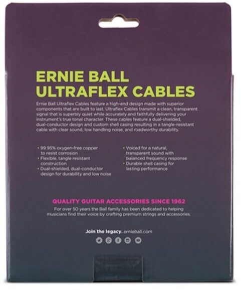 open zoom image for Ernie Ball Coiled Instrument Cable (with One Angled End), 30 foot, Back