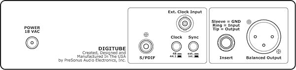 open zoom image for PreSonus Digitube Single Channel Tube Microphone Preamp, Diagram Back