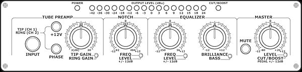 open zoom image for PreSonus AcoustiQ Acoustic Guitar Preamp, Diagram Front