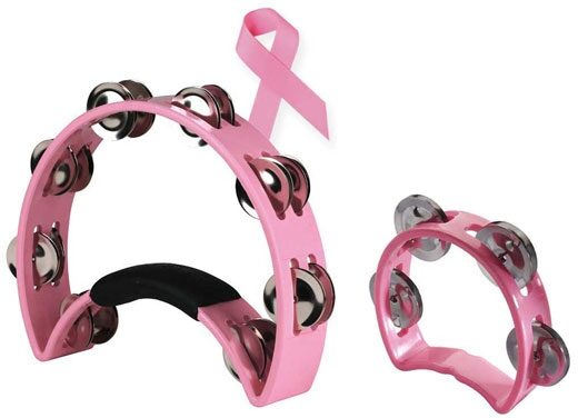 open zoom image for Rhythm Tech 1060 True Colors Tambourine Limited Edition for Breast Cancer Awareness, With Mini Pink Tambourine