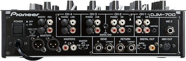 open zoom image for Pioneer DJM-700 4-Channel DJ Digital Mixer, Black - Rear