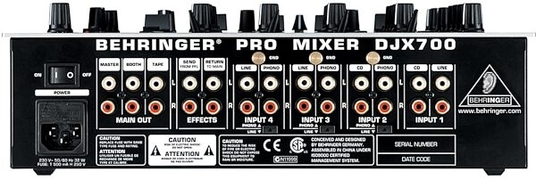 open zoom image for Behringer DJX700 5-Channel DJ Mixer, Rear