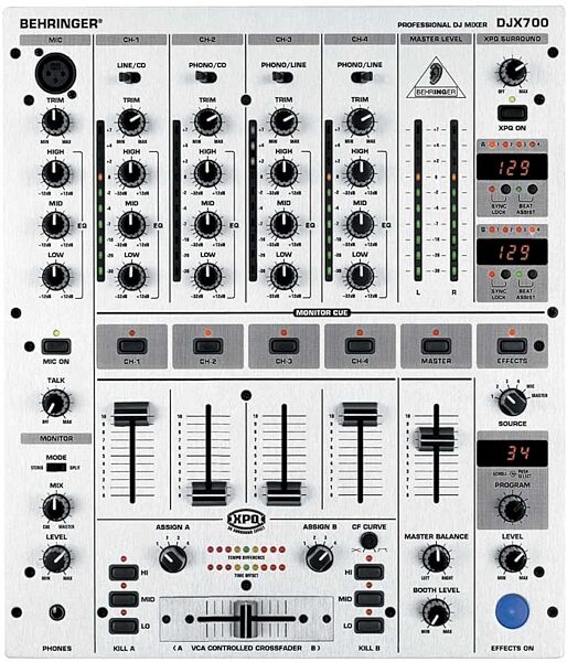 open zoom image for Behringer DJX700 5-Channel DJ Mixer, Top