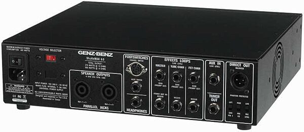 open zoom image for Genz Benz STLMAX60 ShuttleMax Bass Amplifier Head (600 Watts), Rear
