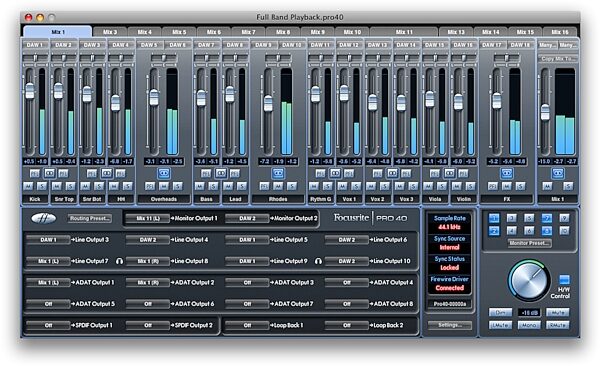 open zoom image for Focusrite Saffire Pro 40 FireWire Audio Interface, GUI