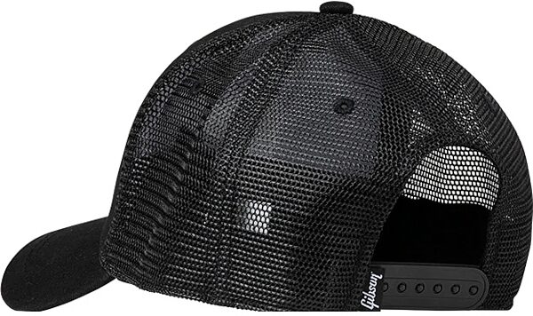 open zoom image for Gibson Black Trucker Snapback Hat, New, Action Position Back