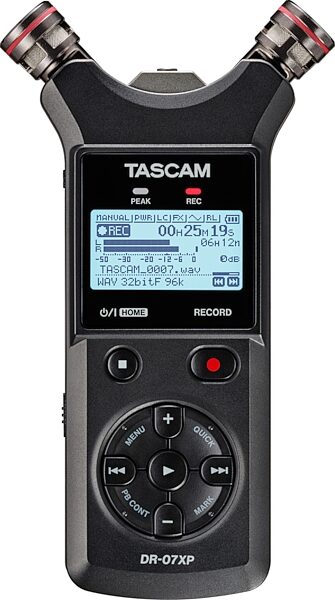 open zoom image for TASCAM DR-07XP 32-bit Portable Digital Audio Recorder, New, Action Position Back