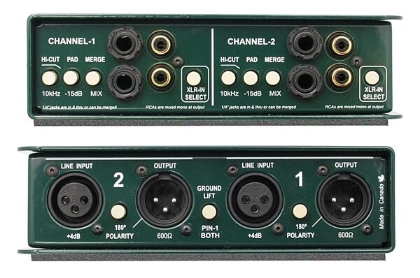open zoom image for Radial JDI Duplex Stereo Passive DI Box, Front and Back