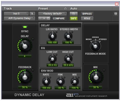 open zoom image for M-Audio Pro Tools M-Powered Recording Software, Dynamic Delay