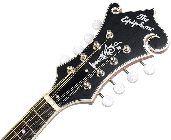 open zoom image for Epiphone MM-50E F-Style Acoustic-Electric Mandolin, Closeup Headstock