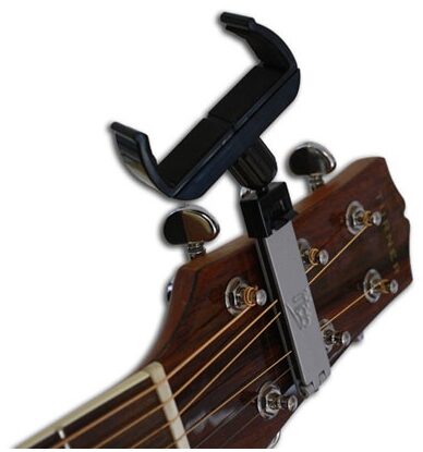 open zoom image for i-tab Guitar Headstock Headmount, In Use