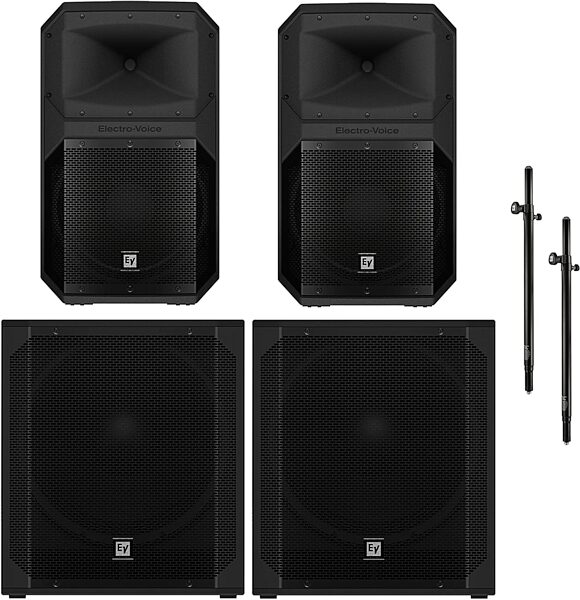 open zoom image for Electro-Voice EVIVA 15P Powered Speaker, Pair, Bundle with Subwoofers and Speaker Poles, Main