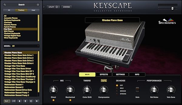 open zoom image for Spectrasonics Keyscape Keyboard Instrument Plug-in Software, Boxed, Rhodes Piano Bass