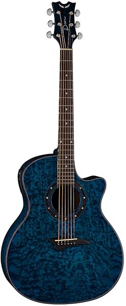 open zoom image for Dean Exotica Quilt Ash Acoustic-Electric Guitar with Aphex Electronics, Transparent Blue