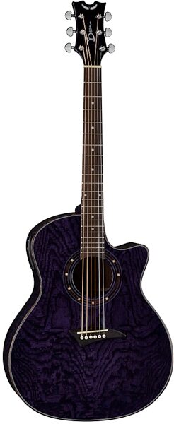 open zoom image for Dean Exotica Quilt Ash Acoustic-Electric Guitar with Aphex Electronics, Transparent Purple