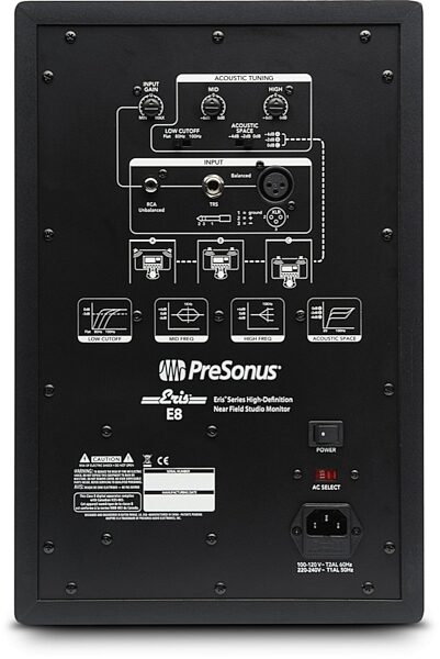 open zoom image for PreSonus Eris E8 Active Studio Monitor, Back