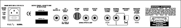 open zoom image for Ashdown Fallen Angel 40 Guitar Combo Amplifier (40 Watts, 1x12 in.), Back Panel