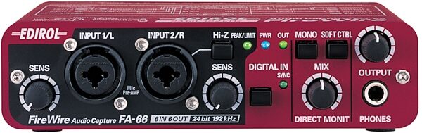open zoom image for Edirol FA66 Firewire Audio Interface (Windows and Macintosh), Front