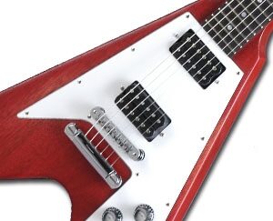 open zoom image for Gibson Faded Series Left-Handed Flying V Electric Guitar (with Gig Bag), Close Up