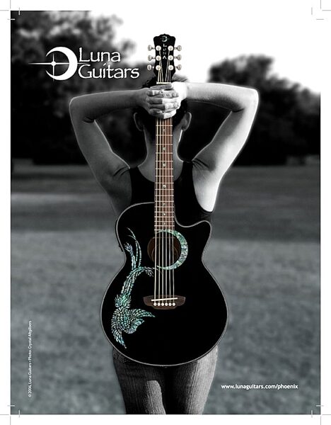 open zoom image for Luna Fauna Series Phoenix Acoustic-Electric Guitar, With Person