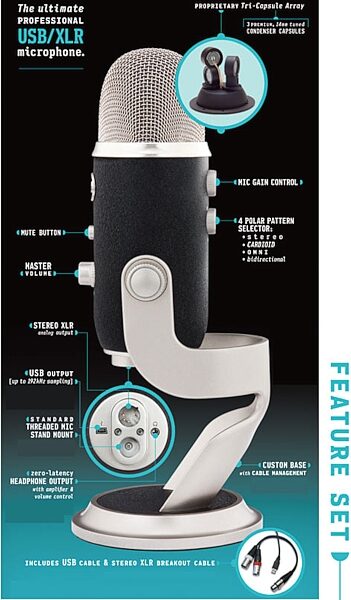 open zoom image for Blue Yeti Pro Multi-Pattern USB and XLR Microphone, Features