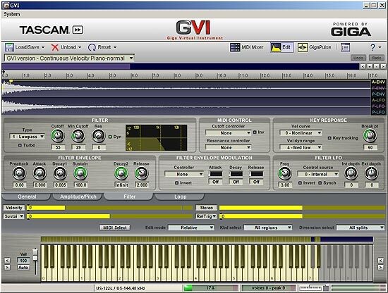 open zoom image for TASCAM GVI Giga Virtual Instrument Plug-In (Windows), Filter