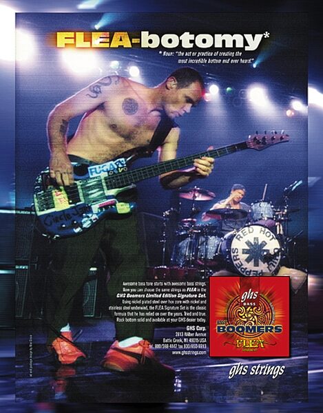 open zoom image for GHS M3045F Flea Signature Bass Boomers Electric Bass Strings (45-105), Ad