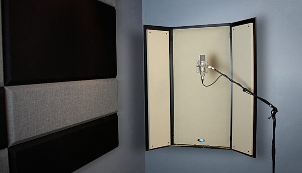 open zoom image for Primacoustic FlexiBooth Instant Vocal Booth, Gray, In Use