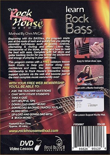 open zoom image for The Rock House Method Beginner Learn Rock Bass Video, Back Cover