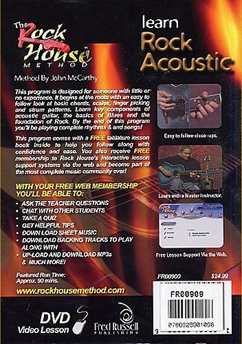 open zoom image for The Rock House Method Beginner Learn Rock Acoustic Guitar Video, Back Cover