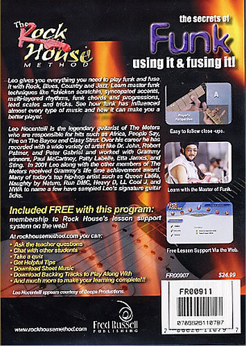 open zoom image for MSI DVD Secrets of Funk Guitar, Back Cover