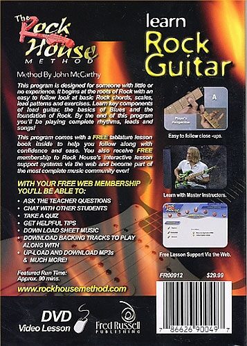 open zoom image for The Rock House Method Beginner Program Learn Rock Guitar Video, Back Cover