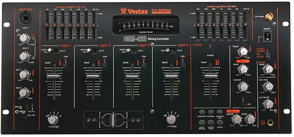 open zoom image for Vestax DSM420 4-Channel Rackmount DJ Mixer with FX, Front
