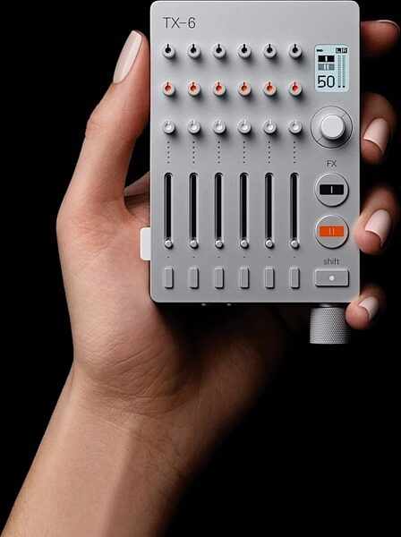 open zoom image for Teenage Engineering TX-6 6-Channel Portable Mixer, Aluminum, Detail Front