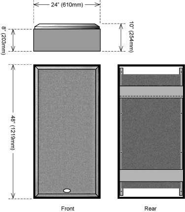 open zoom image for Primacoustic FullTrap Wall-Mount Bass Trap, Beige, FullTrap Dimensions