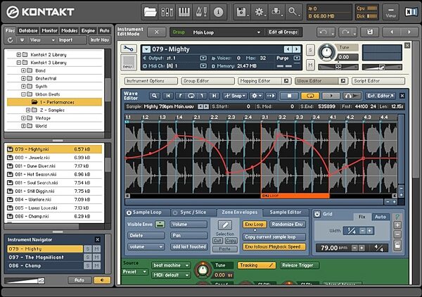 open zoom image for Native Instruments Kontakt (Macintosh and Windows), Zone Envelopes
