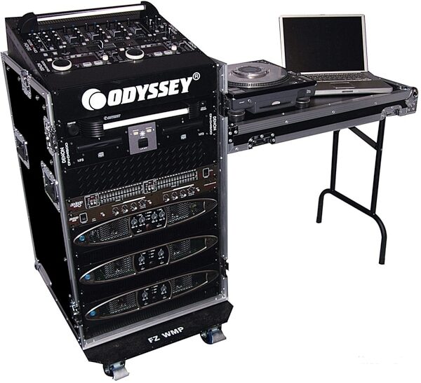 open zoom image for Odyssey FZ1116WDLX Flight Zone Combo Rack Case with Casters and Workstation Table, Deluxe, FZ1116WDLX, with Workstation Table, Main